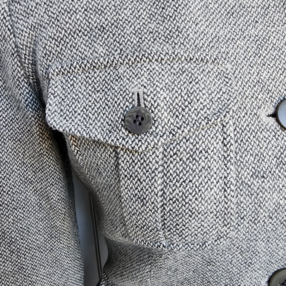 Liz Claiborne Chunky Tweed Gray Wool Cashmere Blazer Woolmark Military Sz 6 - Picture 4 of 13